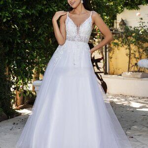 Simple off white wedding dress,bridal gown